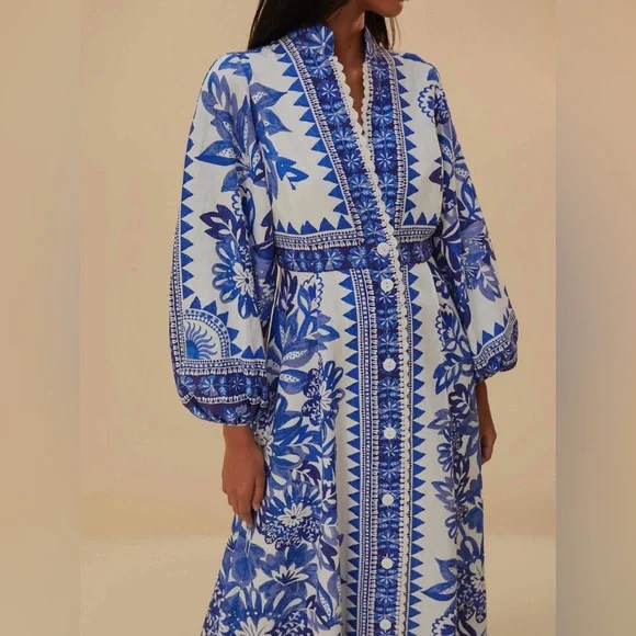 FARM Rio Off-White Flora Tapestry Lenzing™ Ecovero™ Euroflax™ Maxi Dress Size MF - Picture 3 of 4